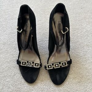 Elegant Black Heels with Embellished Strap